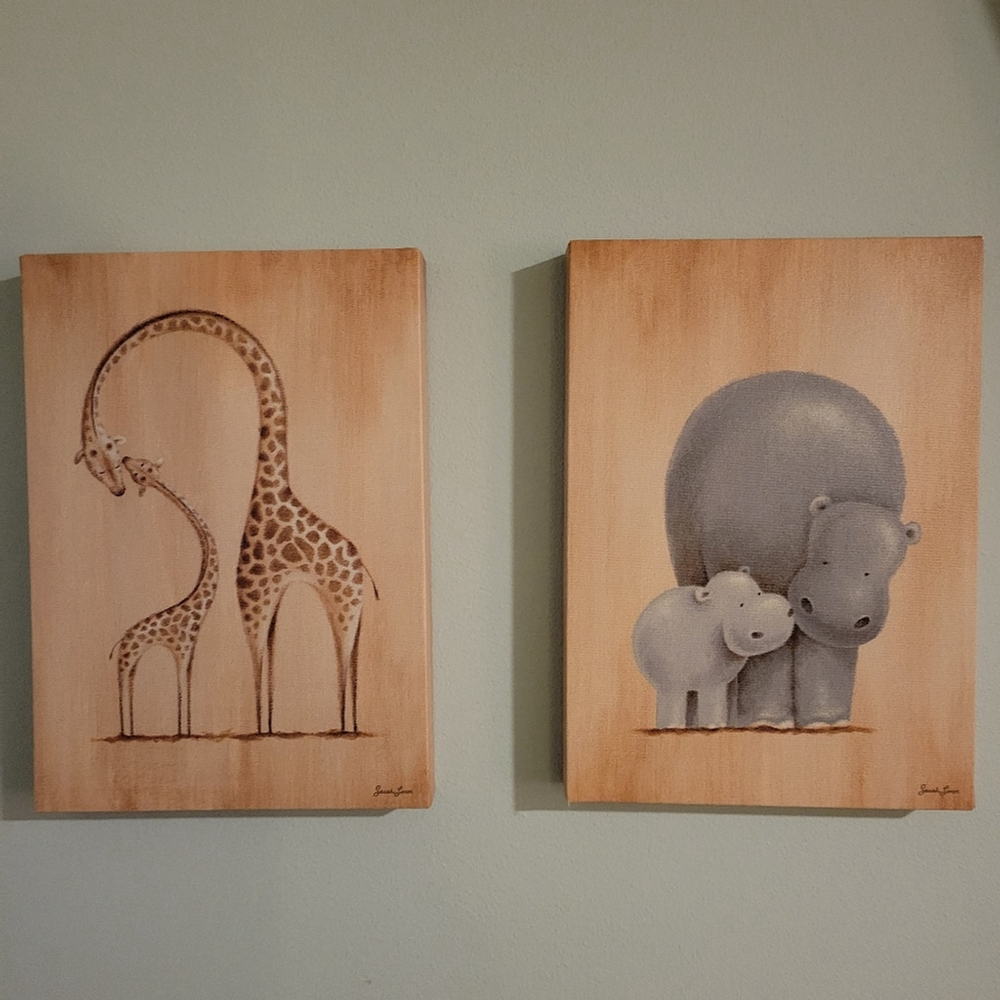 Set of 2 Sarah Lowe Canvas Wall Art - Safari Kisses
